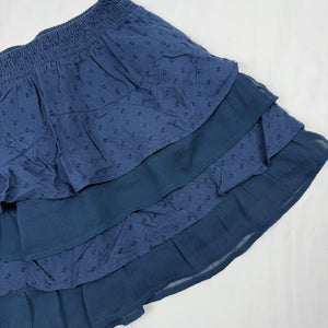Navy blue cotton low rise pleated mini skirt (S)