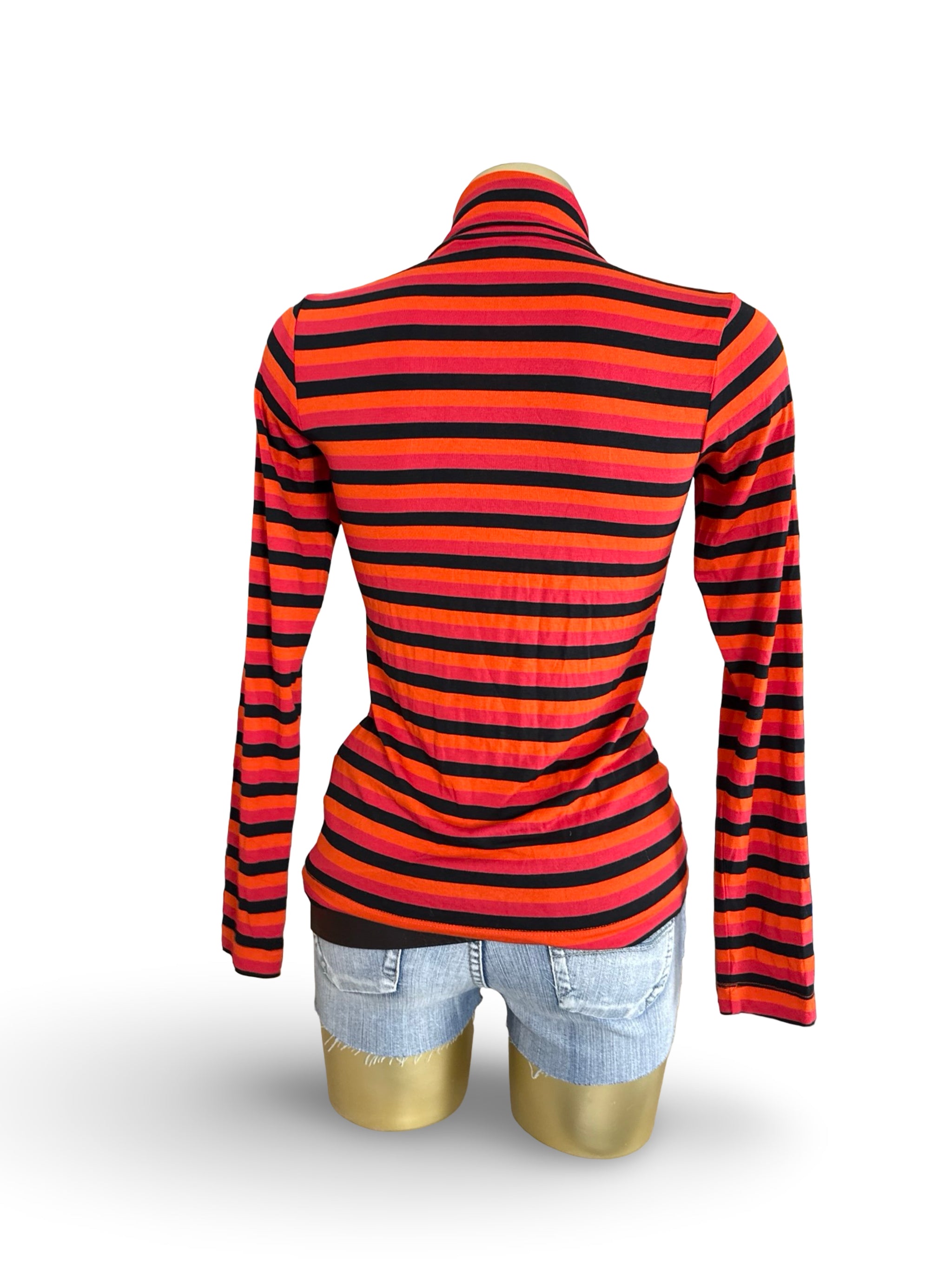 Orange striped turtleneck long sleeves top (S/M)