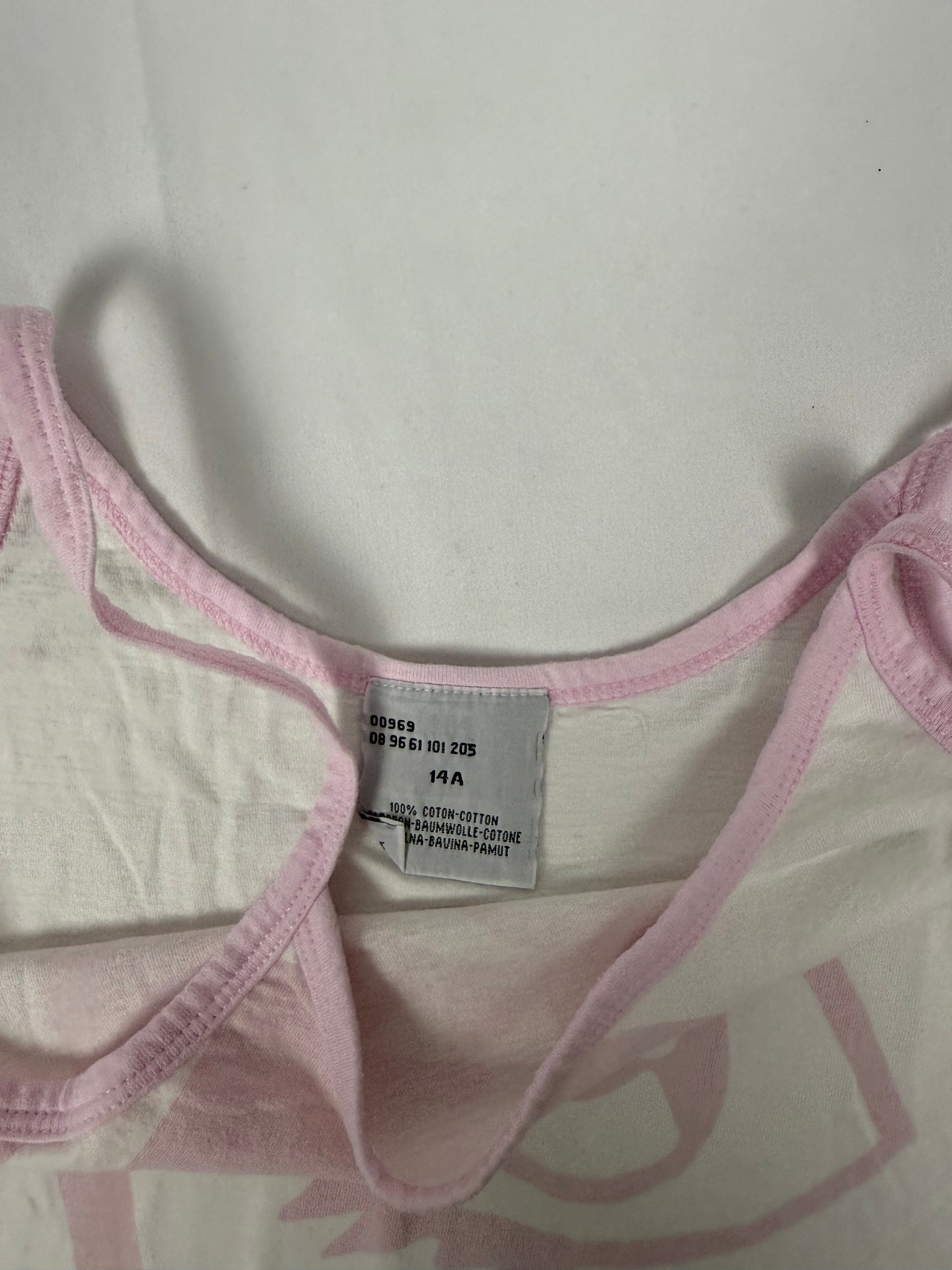 Baby pink 100%cotton graphic cami top (S/M)