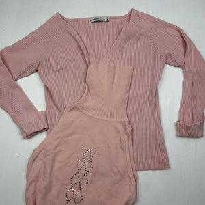 Baby pink turtleneck top + cardigan set (XS)