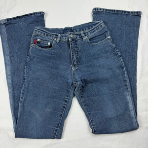 Blue denim mid rise flare pants (XS/S)