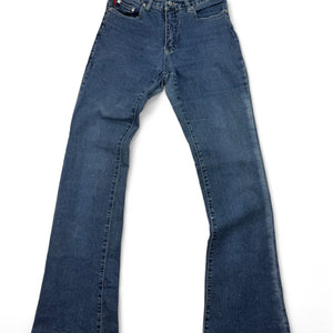Blue denim mid rise flare pants (XS/S)