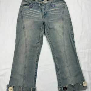 Grey denim low rise capri pants (XS)