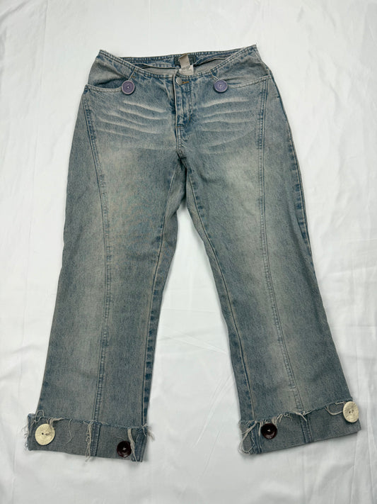 Grey denim low rise capri pants (XS)