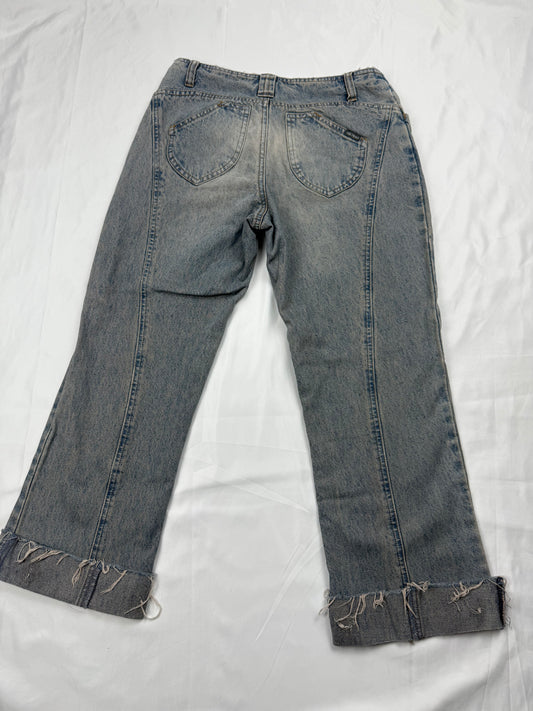 Grey denim low rise capri pants (XS)