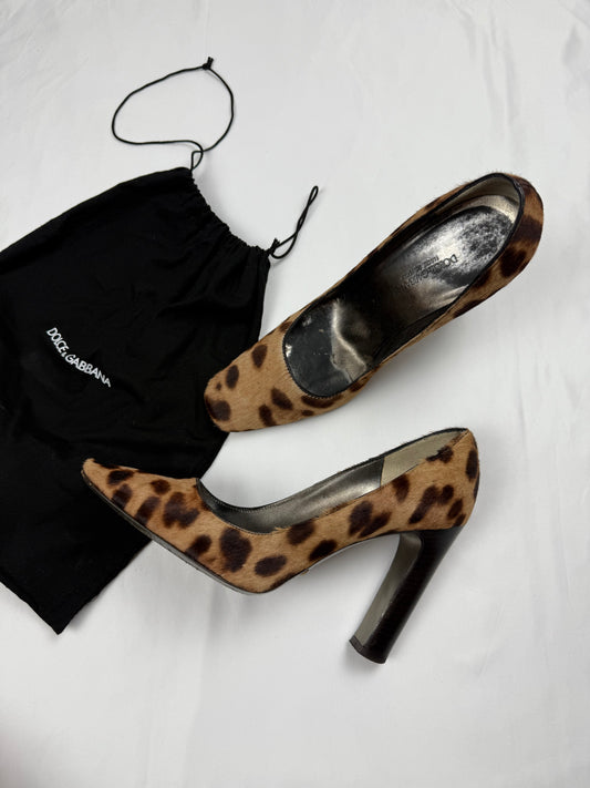 Panther fur square toes heels (37.5)