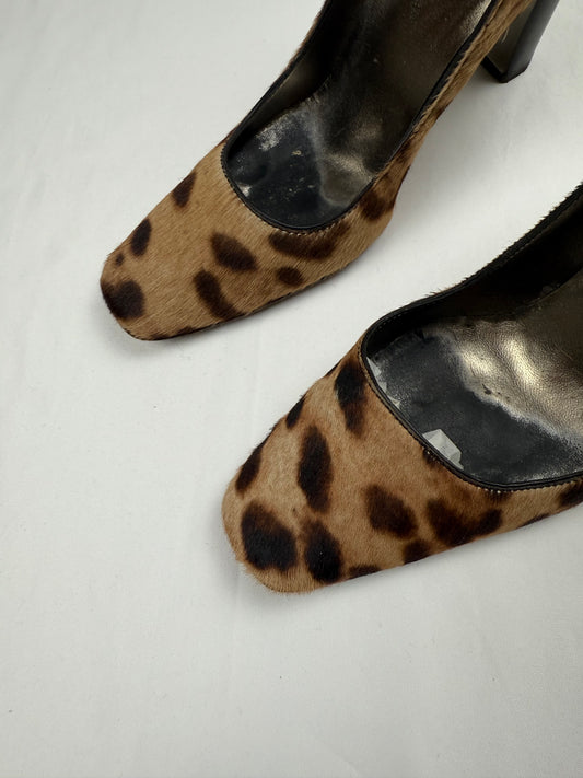 Panther fur square toes heels (37.5)