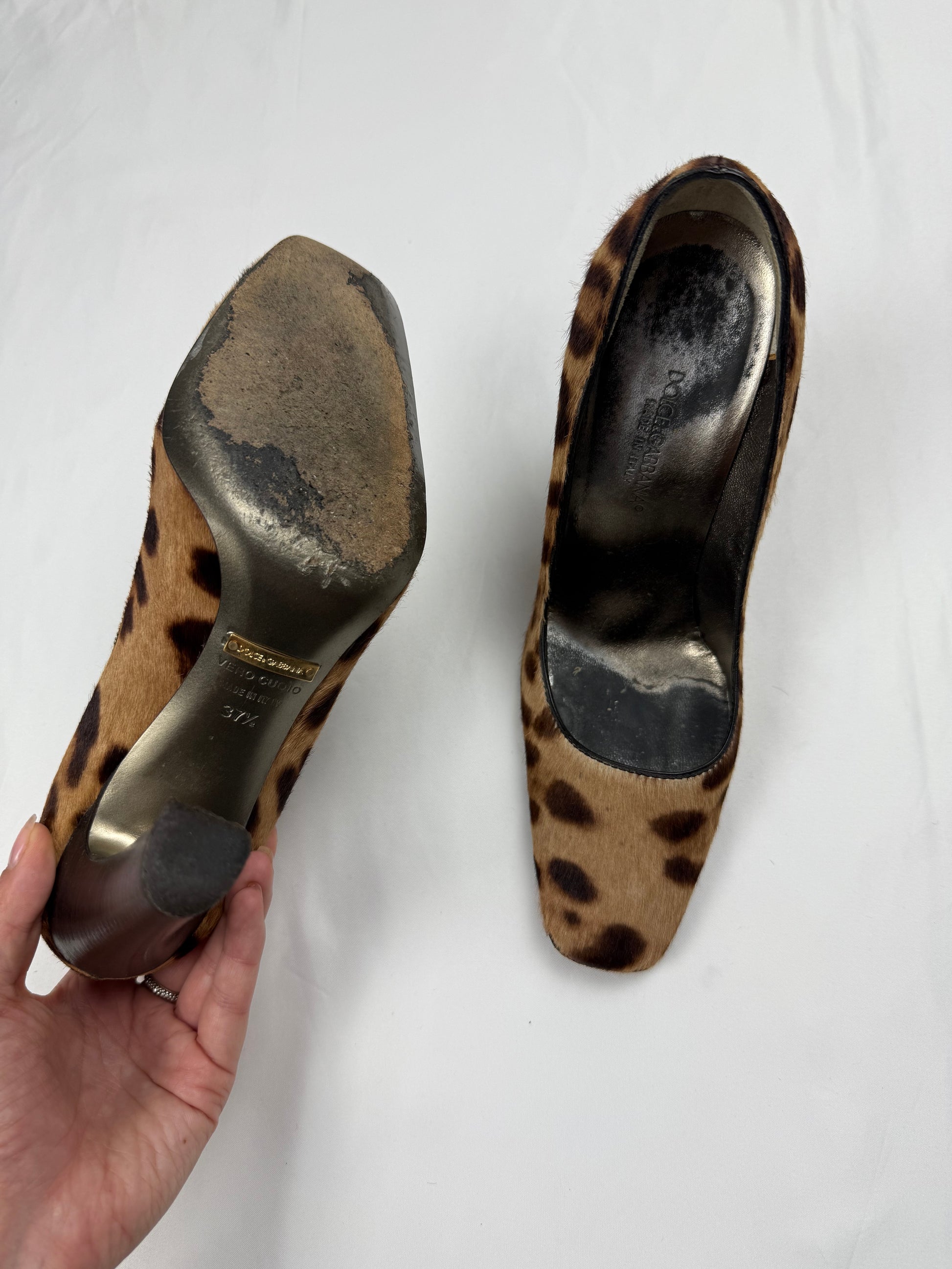 Panther fur square toes heels (37.5)
