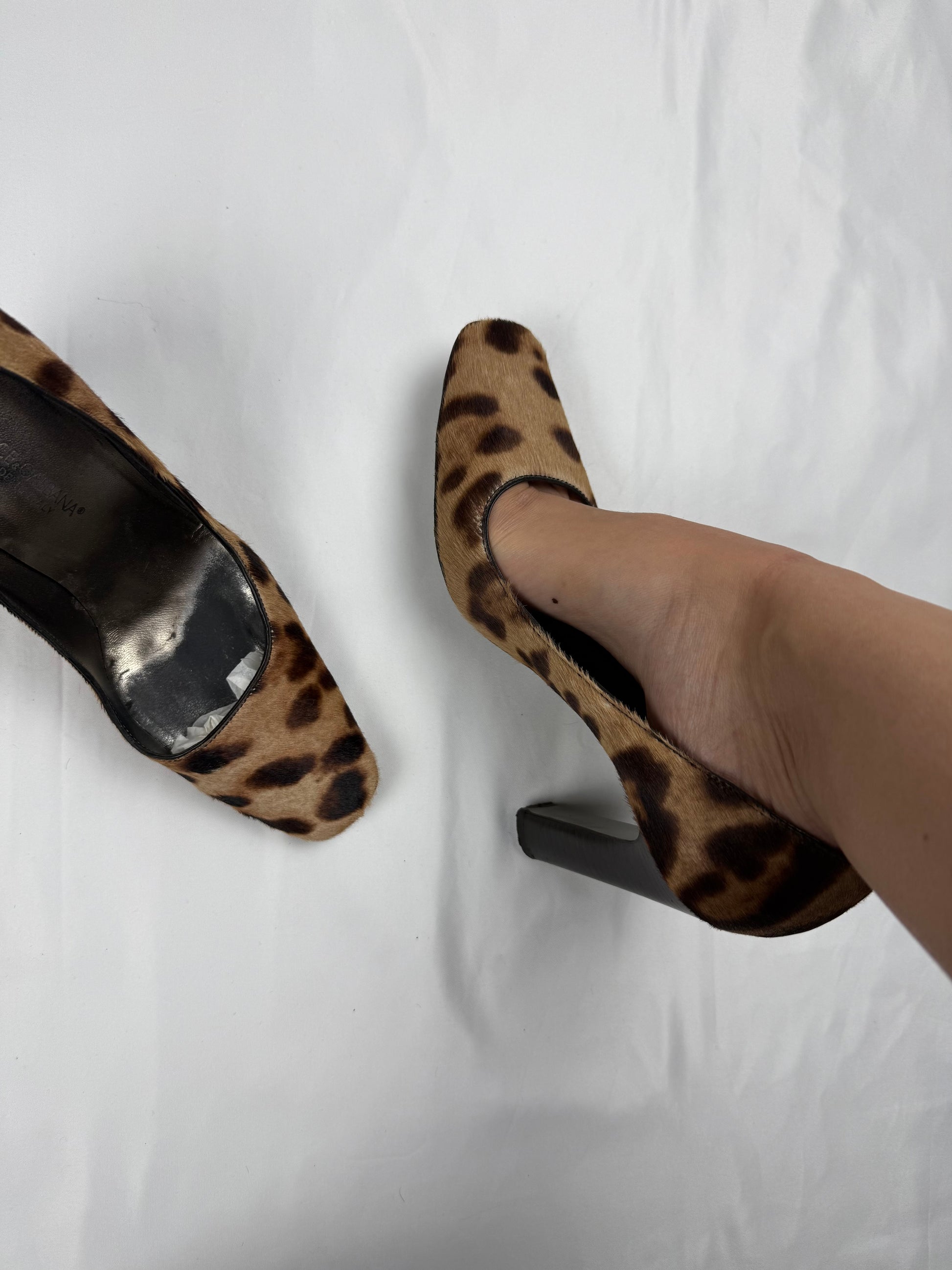 Panther fur square toes heels (37.5)