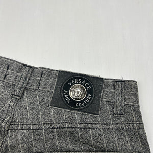 Grey striped high rise straight legs pants (M/L)