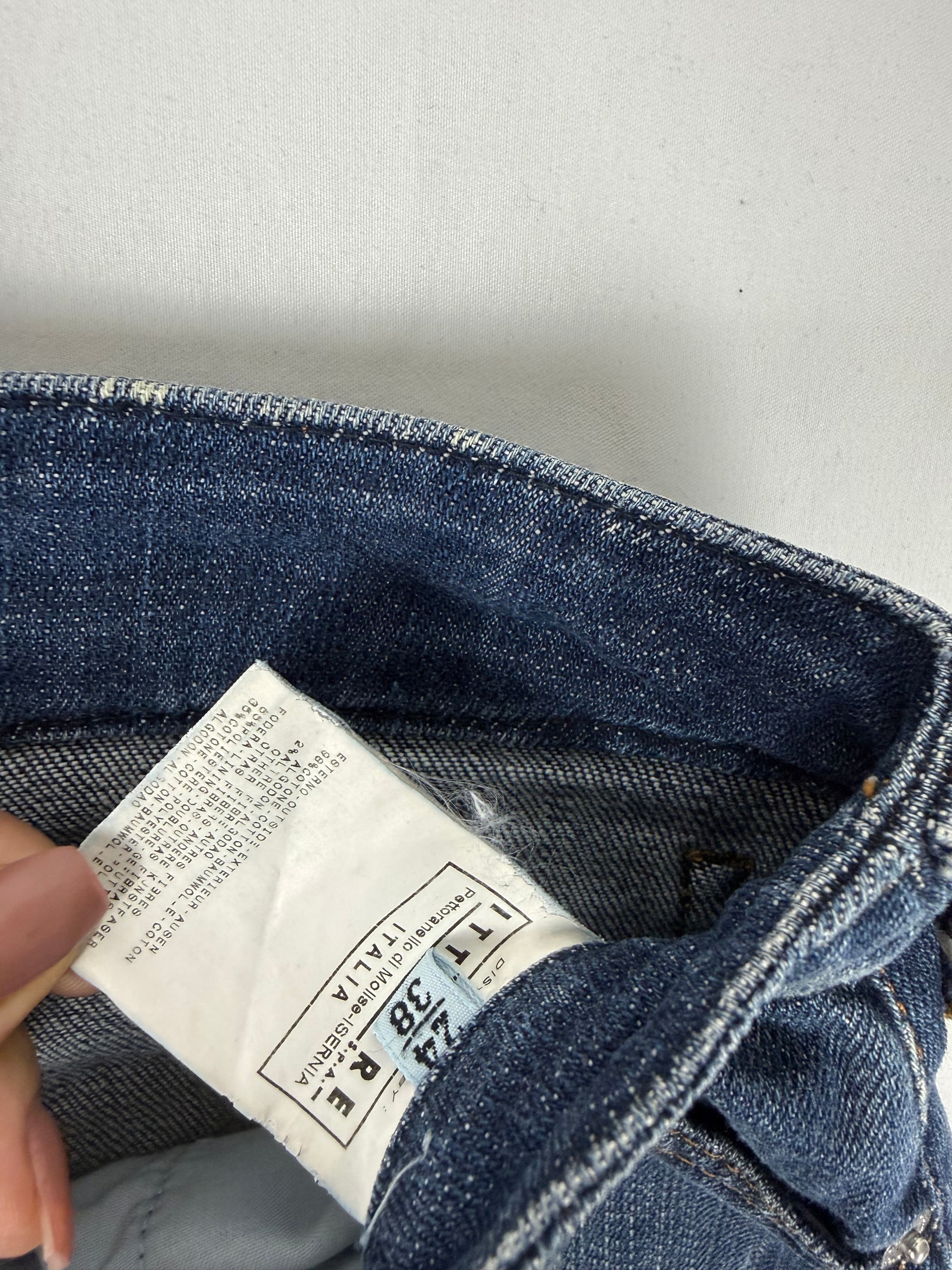 Blue denim low rise mini skirt (XS/S)