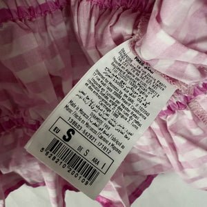 Pink check print 100%cotton tee (S)