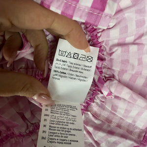 Pink check print 100%cotton tee (S)