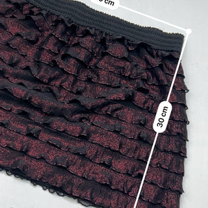 Black & burgundy low rise pleated mini skirt (S)