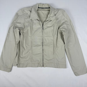 Beige cotton zip up tight fit jacket (L)
