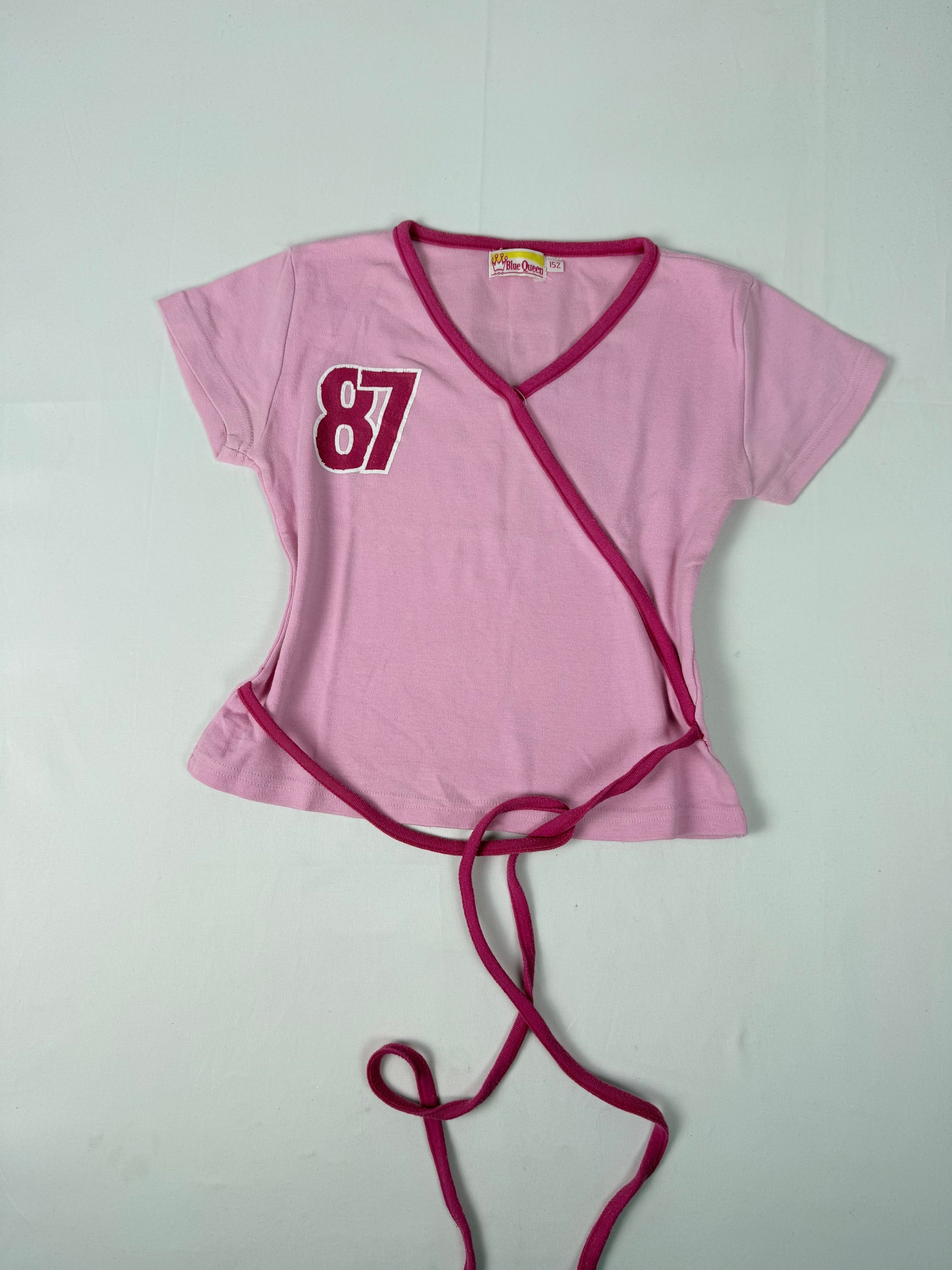 Baby pink tie up cotton tee (S)