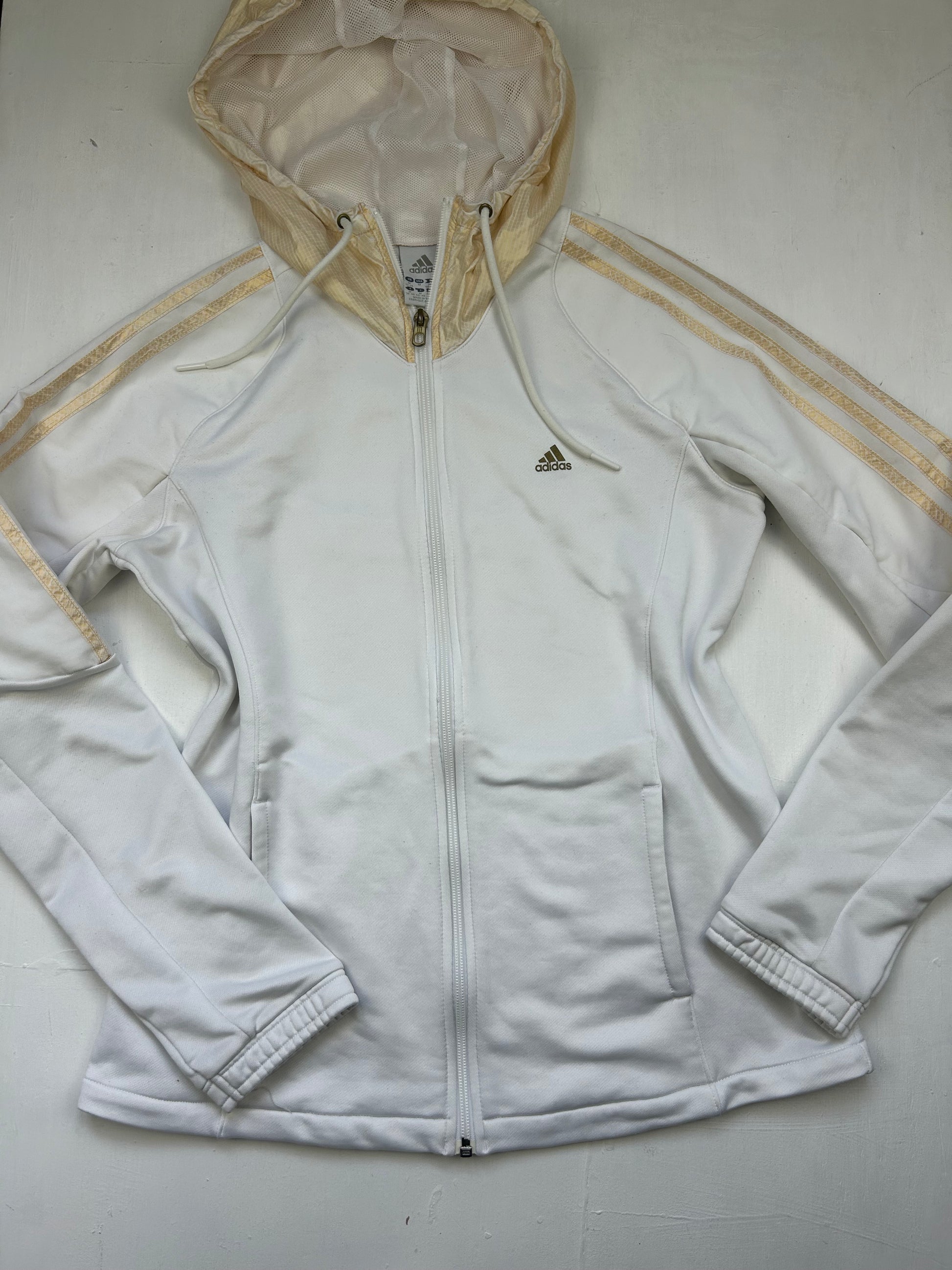 White zip up logo hoodie jacket (M/L)