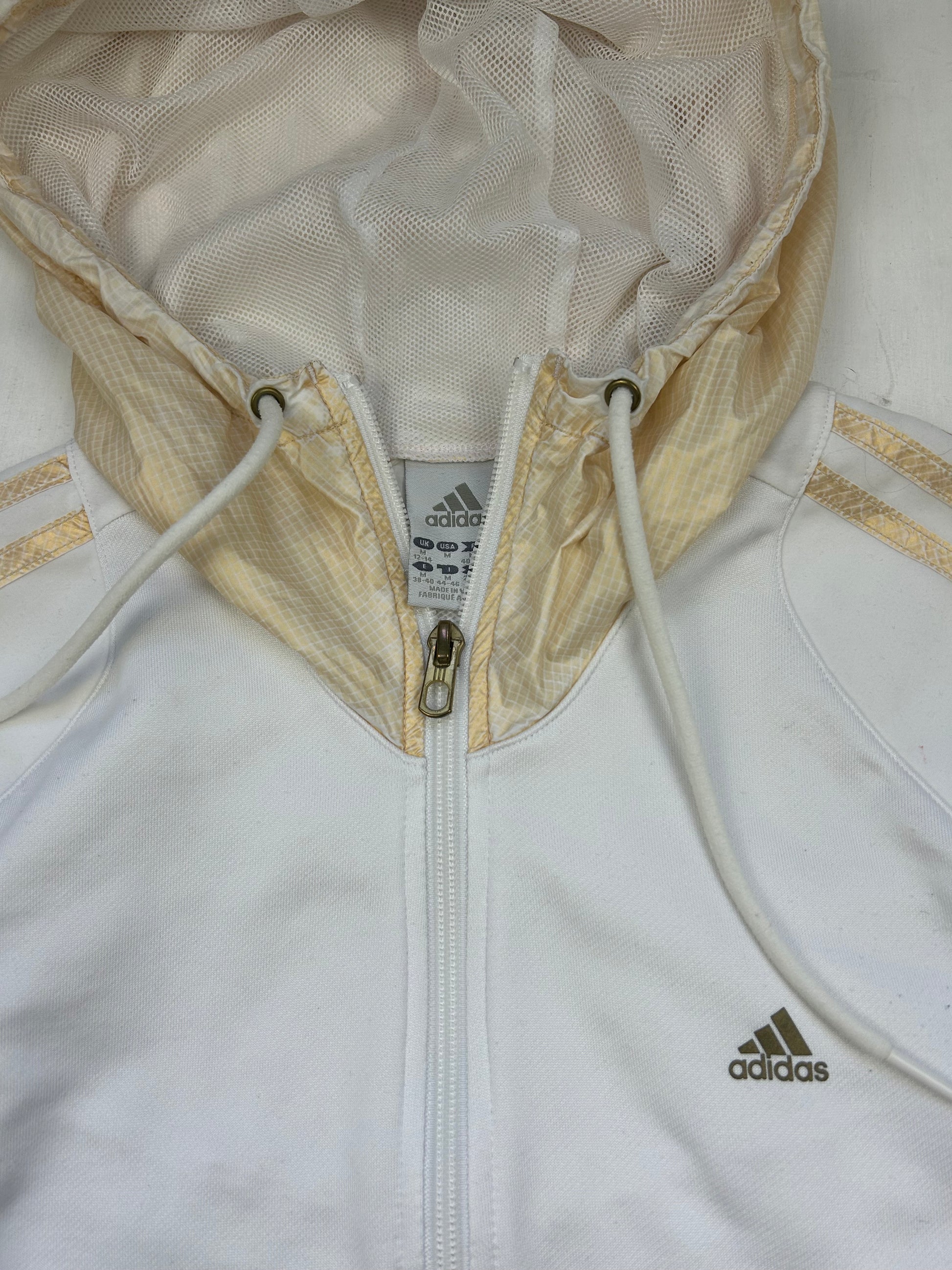 White zip up logo hoodie jacket (M/L)