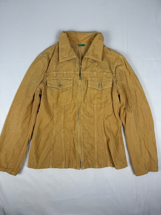 Mustard velvet ribbed denim jacket (M)