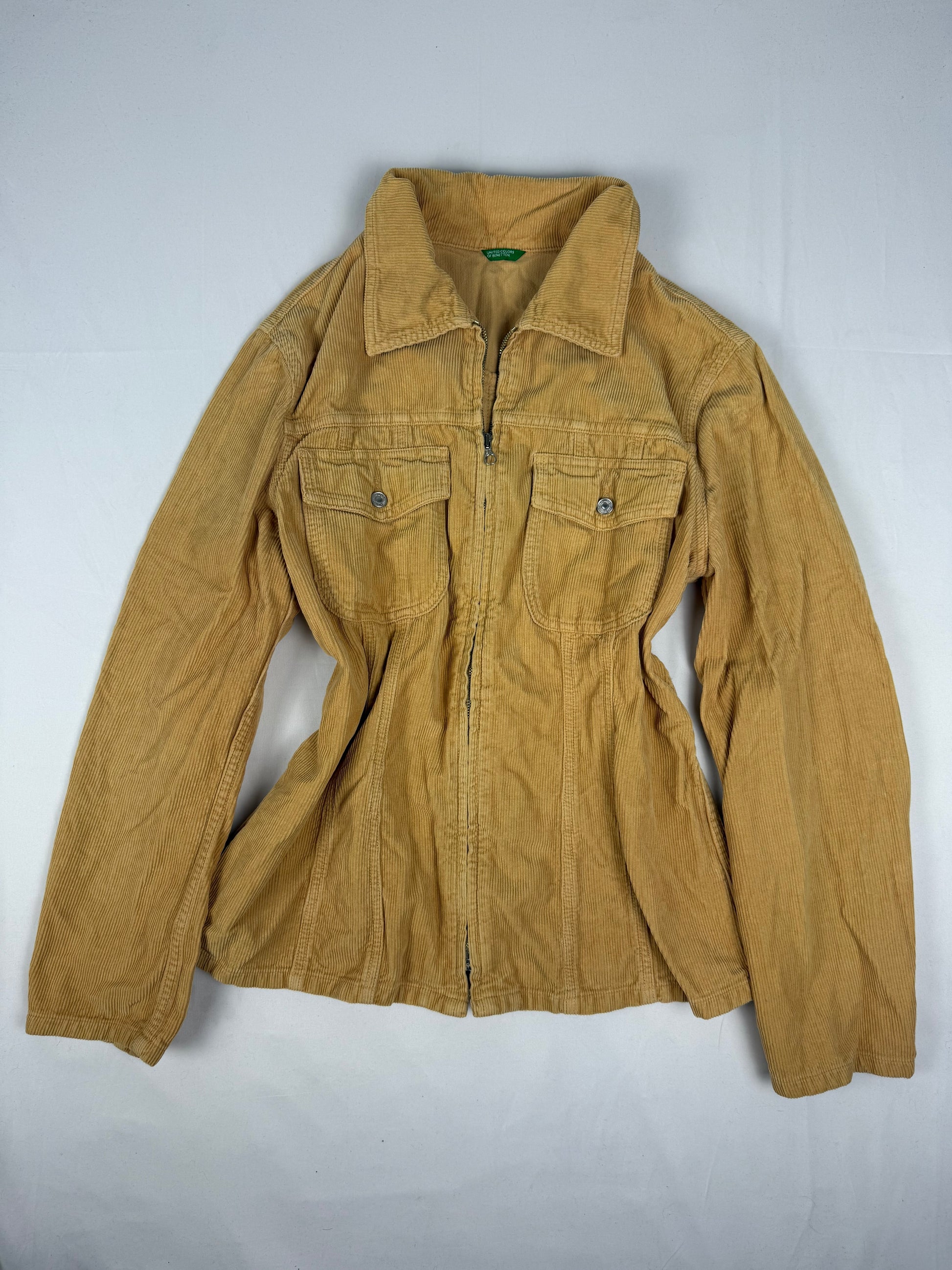 Mustard velvet ribbed denim jacket (M)