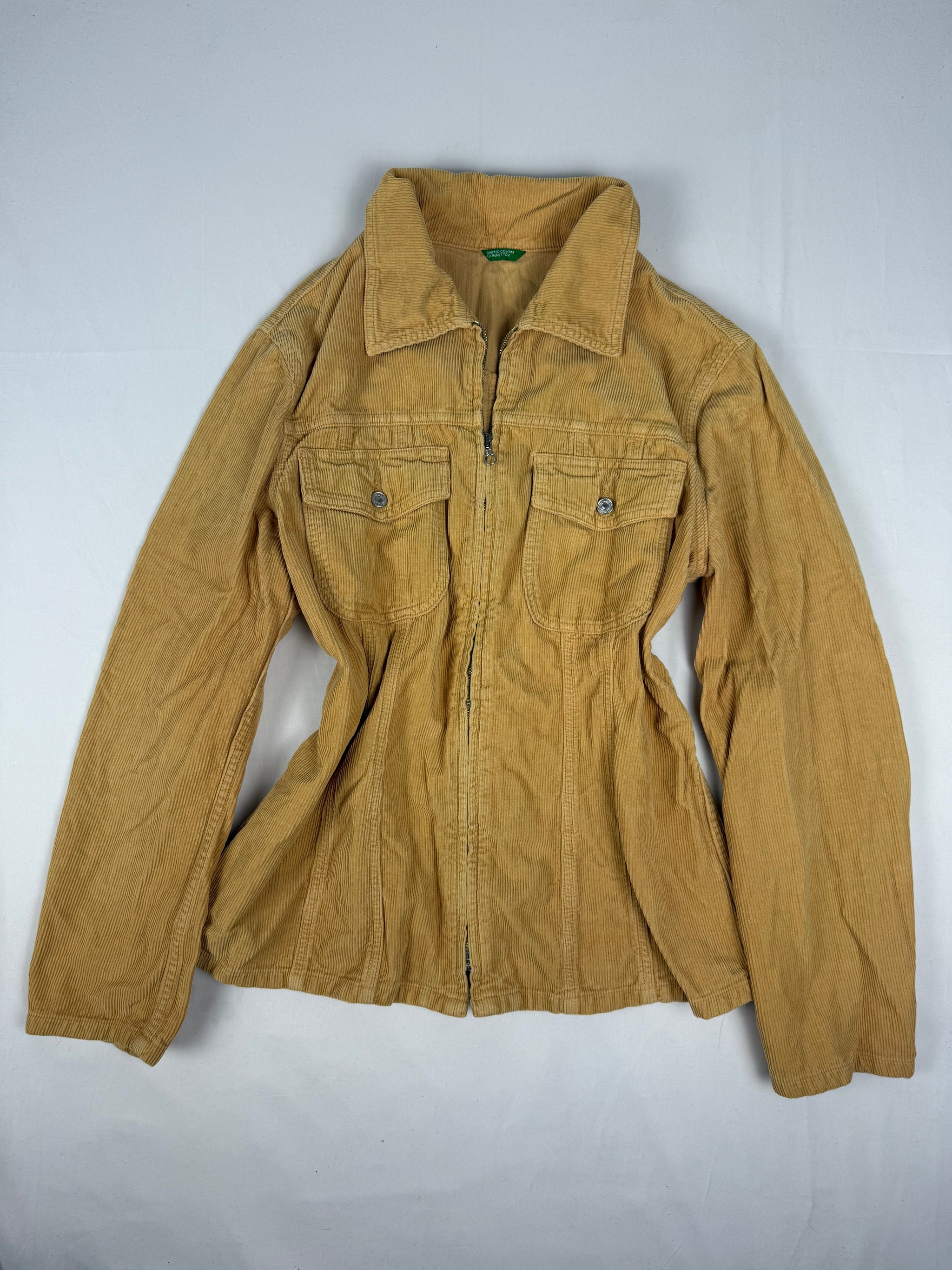 Mustard velvet ribbed denim jacket (M)