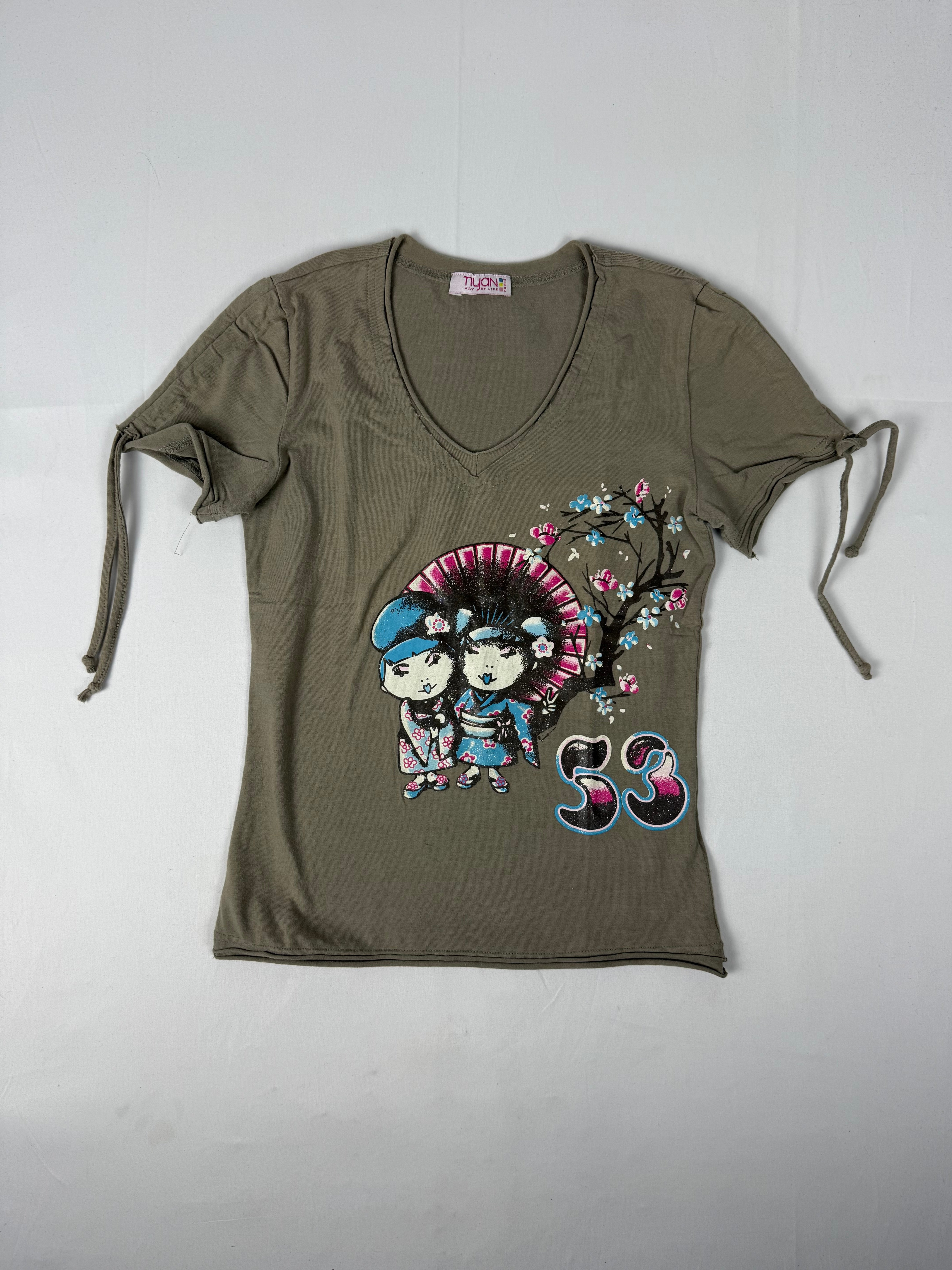Khaki graphic cotton tee (S/M)