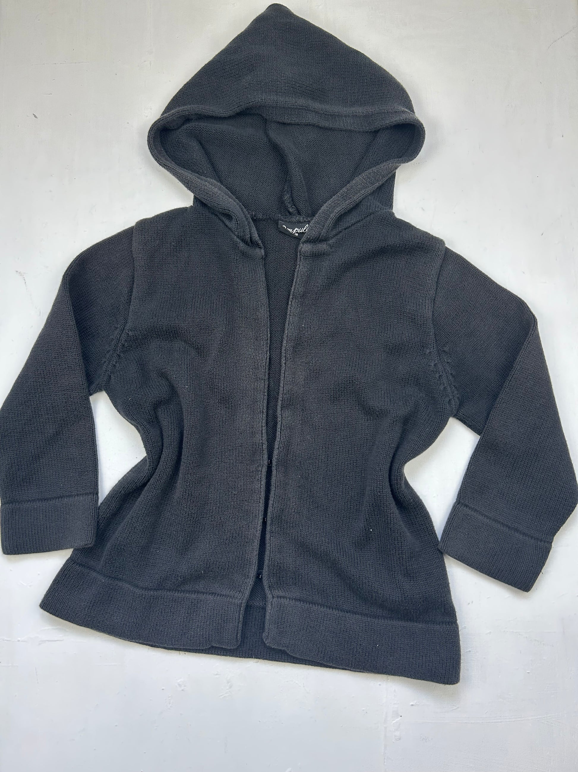 Black knitted hoodie jumper (S/M)