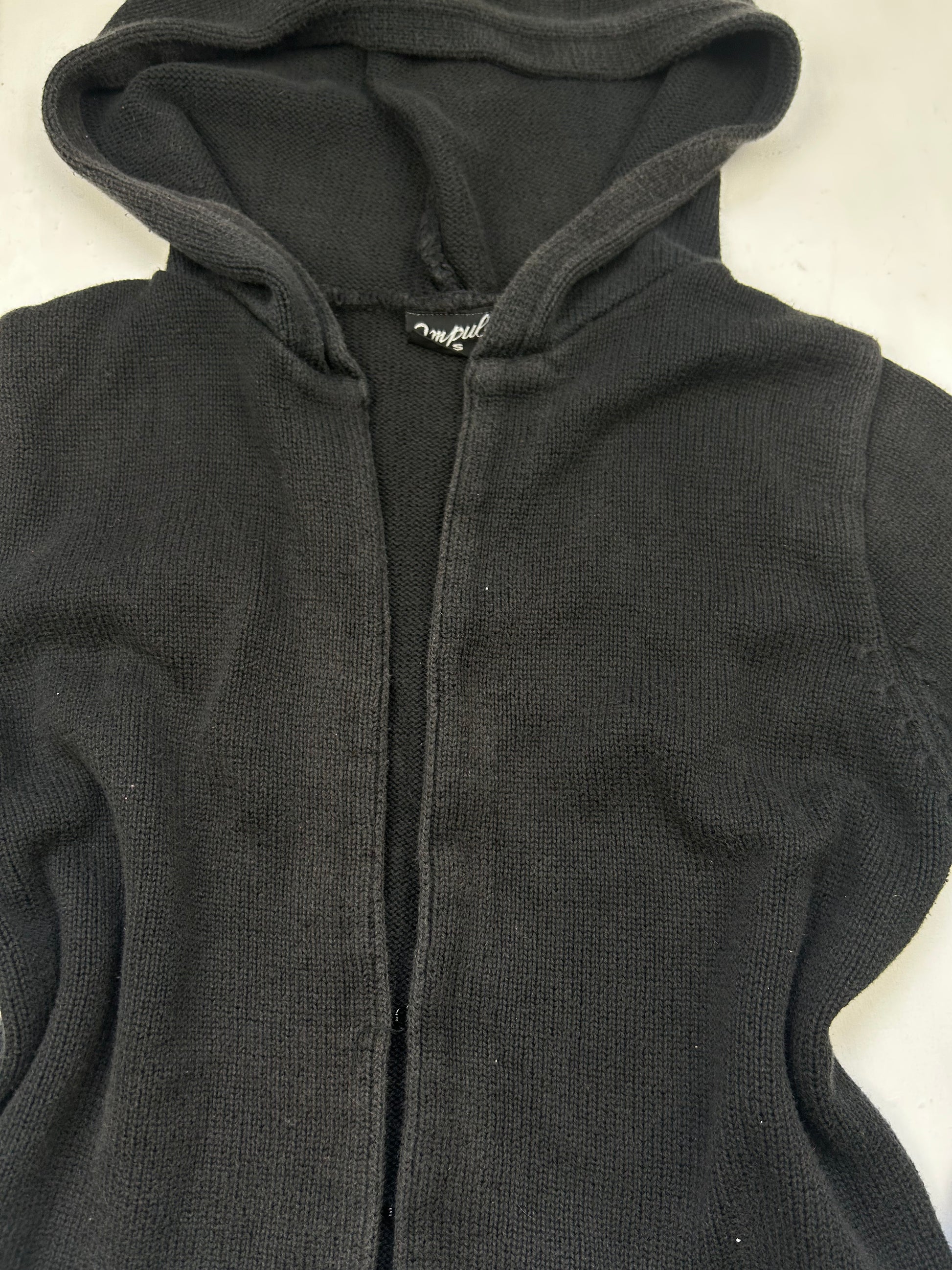 Black knitted hoodie jumper (S/M)