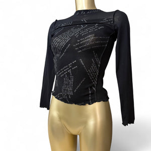 Black mesh glitters long sleeves top (XS)
