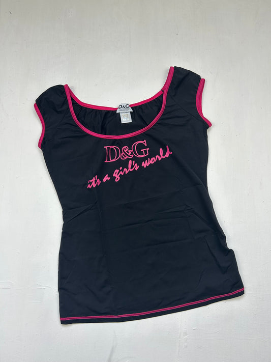 Black & pink logo tank top (S)