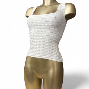Cream tight fit square neck top (S)