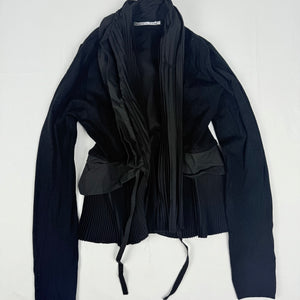 Black silky pleated jacket (S/M)