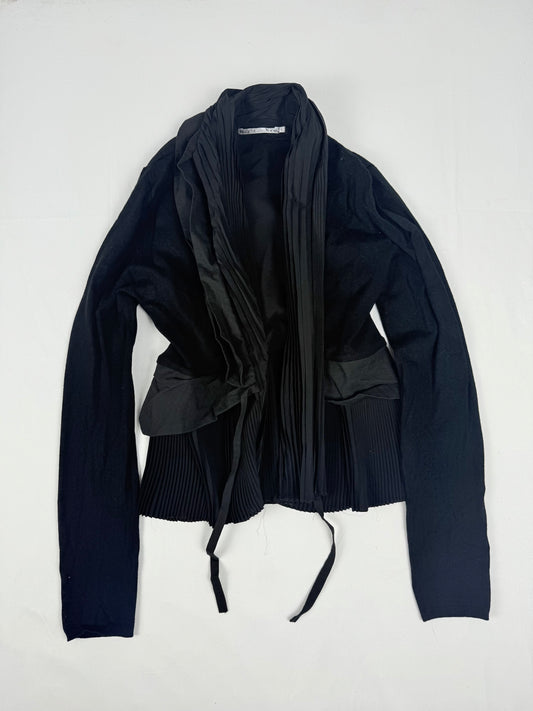 Black silky pleated jacket (S/M)