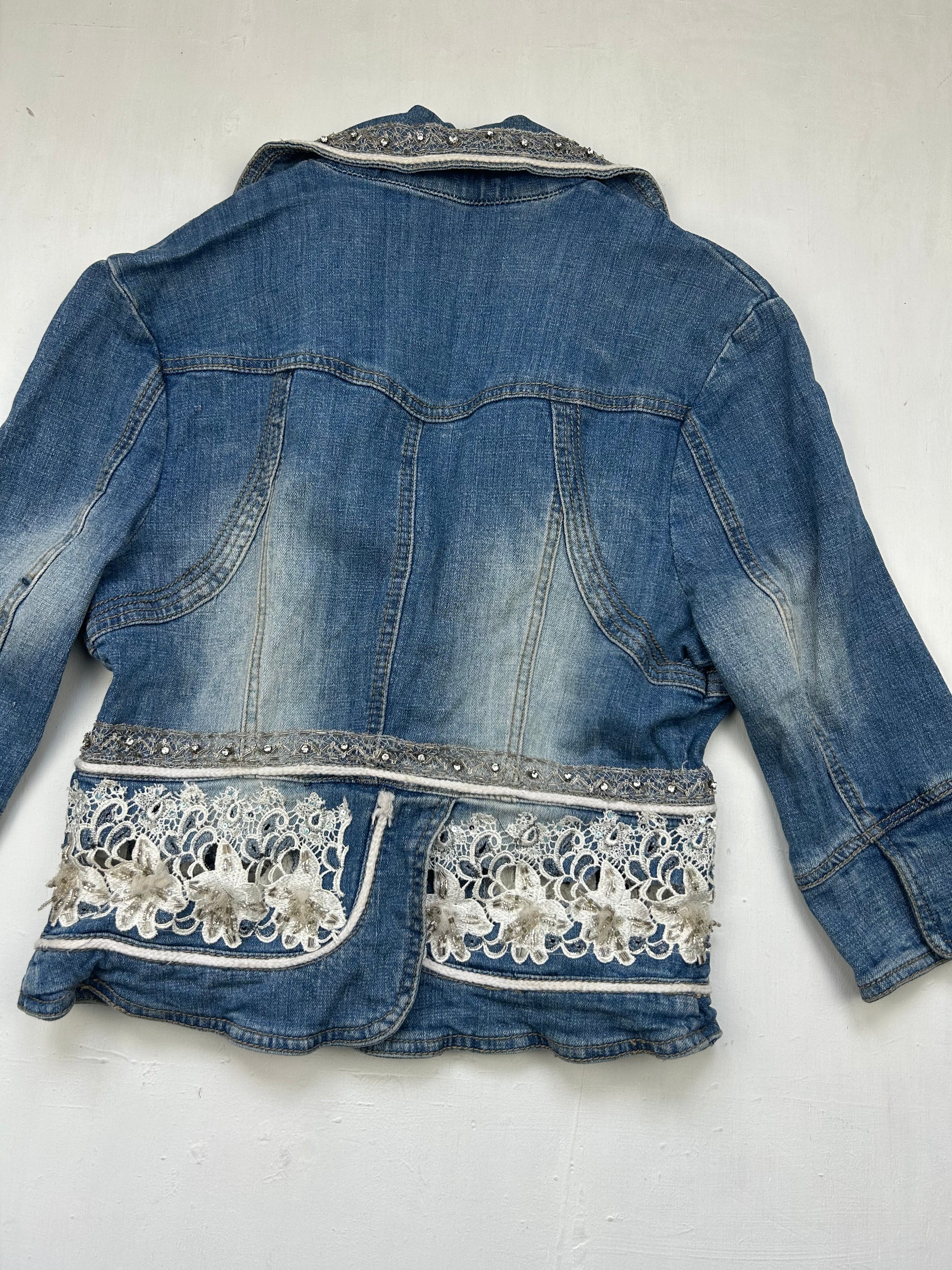 Denim embroidered office jacket (S)