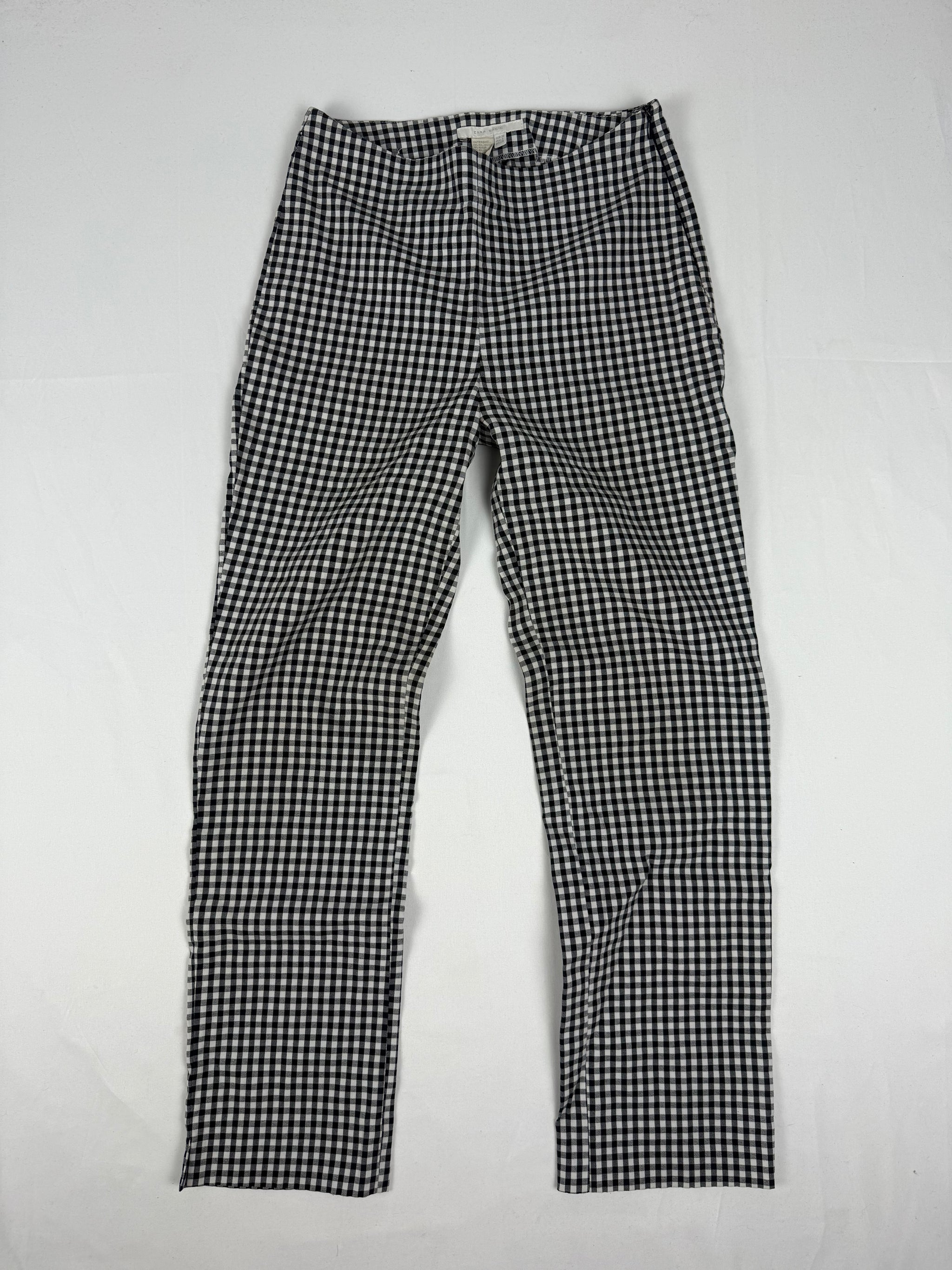 Black low rise check print capri pants (S)