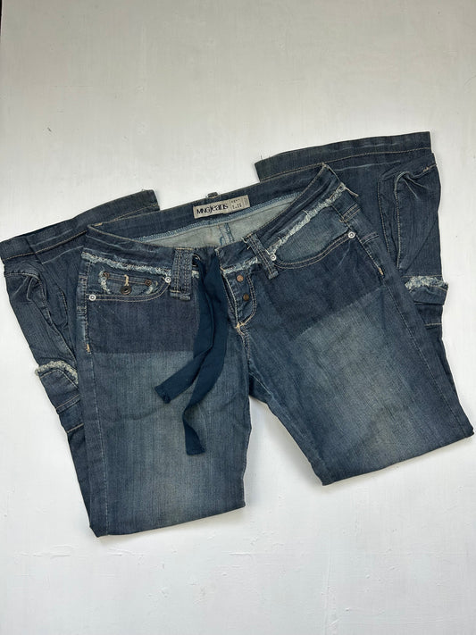 Navy denim low rise capri pants (S)