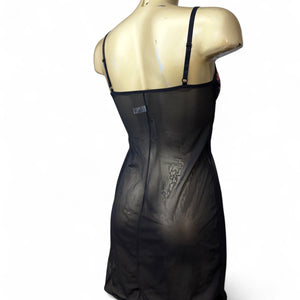 Black mesh babydoll mini dress + thong set (S/M)