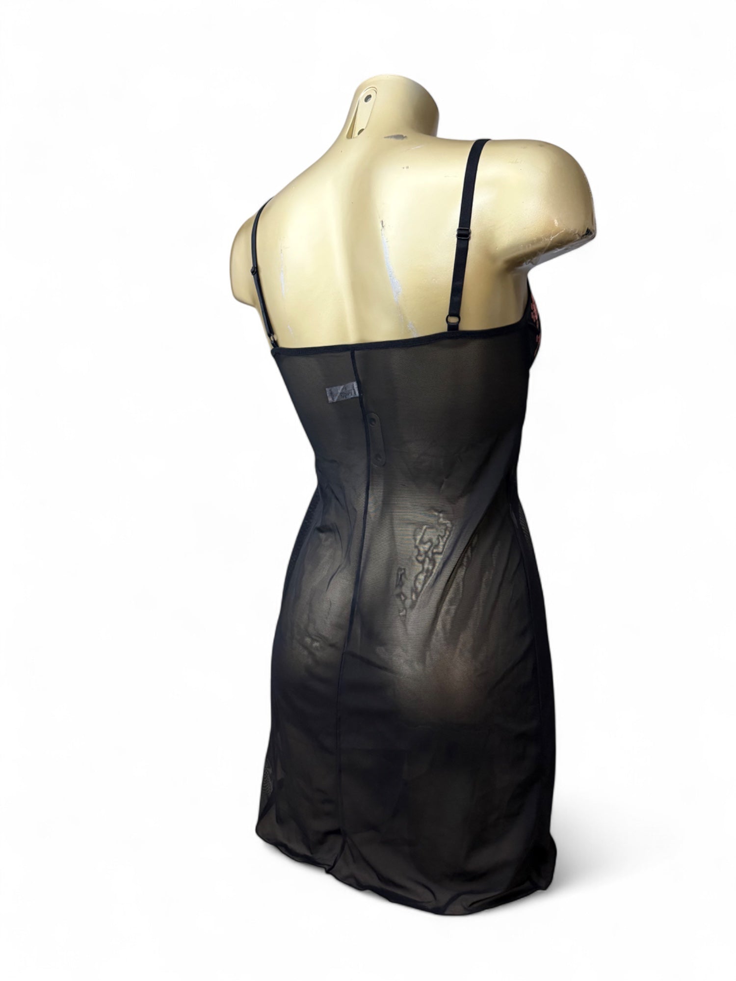 Black mesh babydoll mini dress + thong set (S/M)