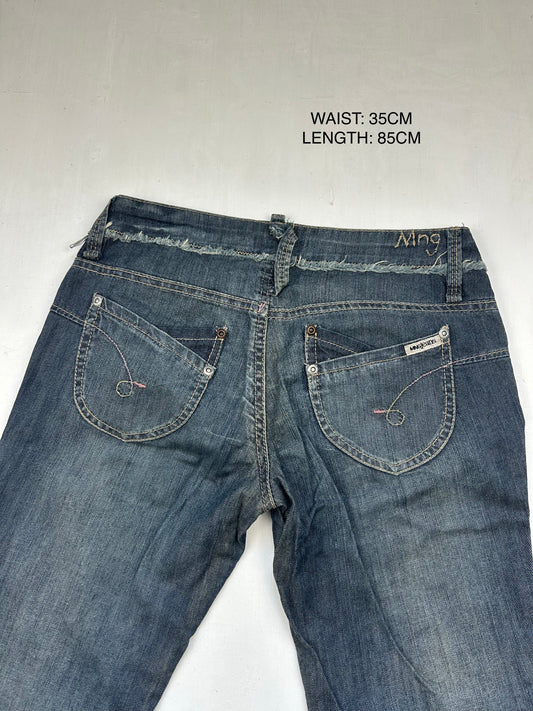 Navy denim low rise capri pants (S)