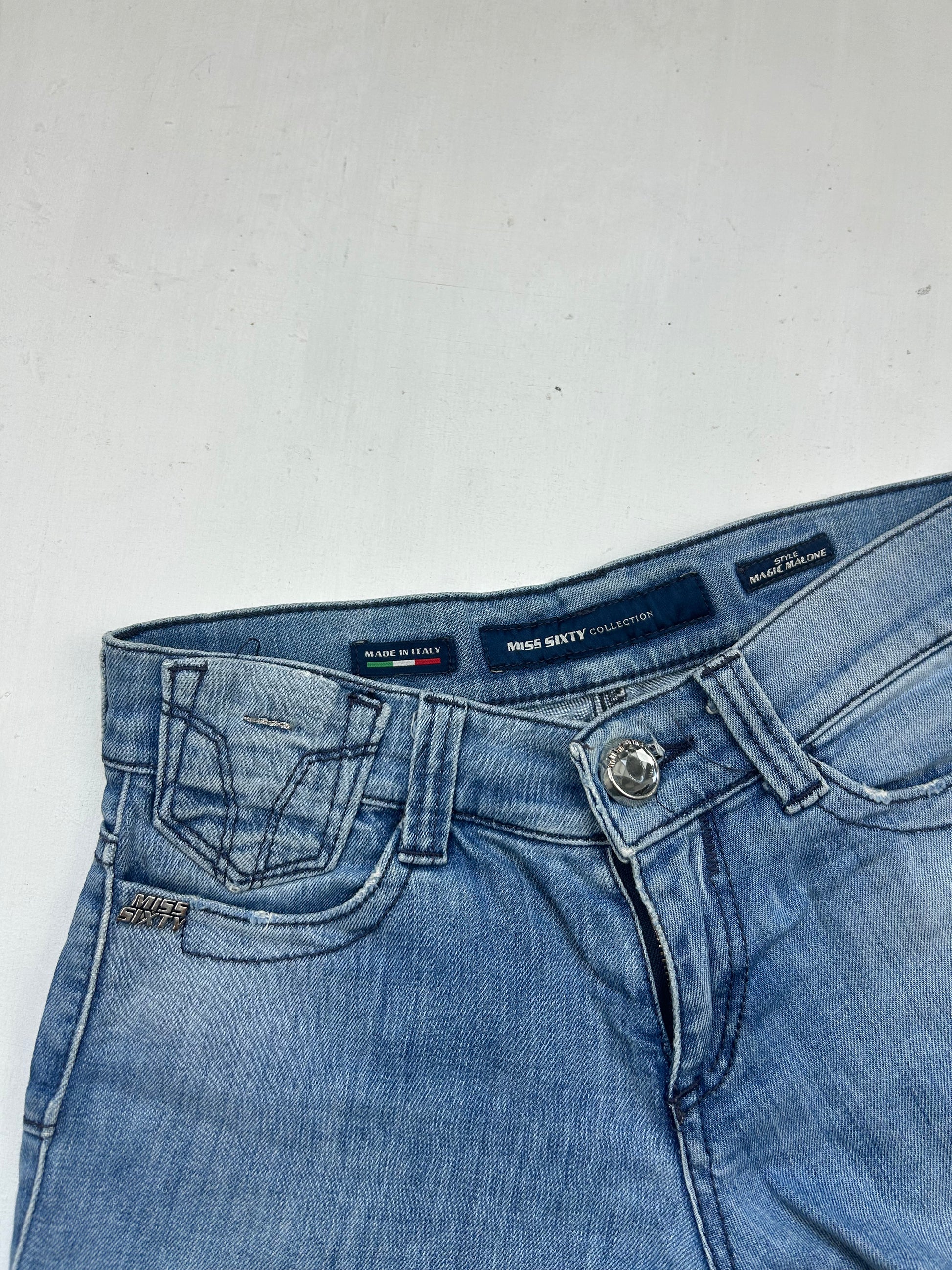 Blue denim low rise mini short (XS)