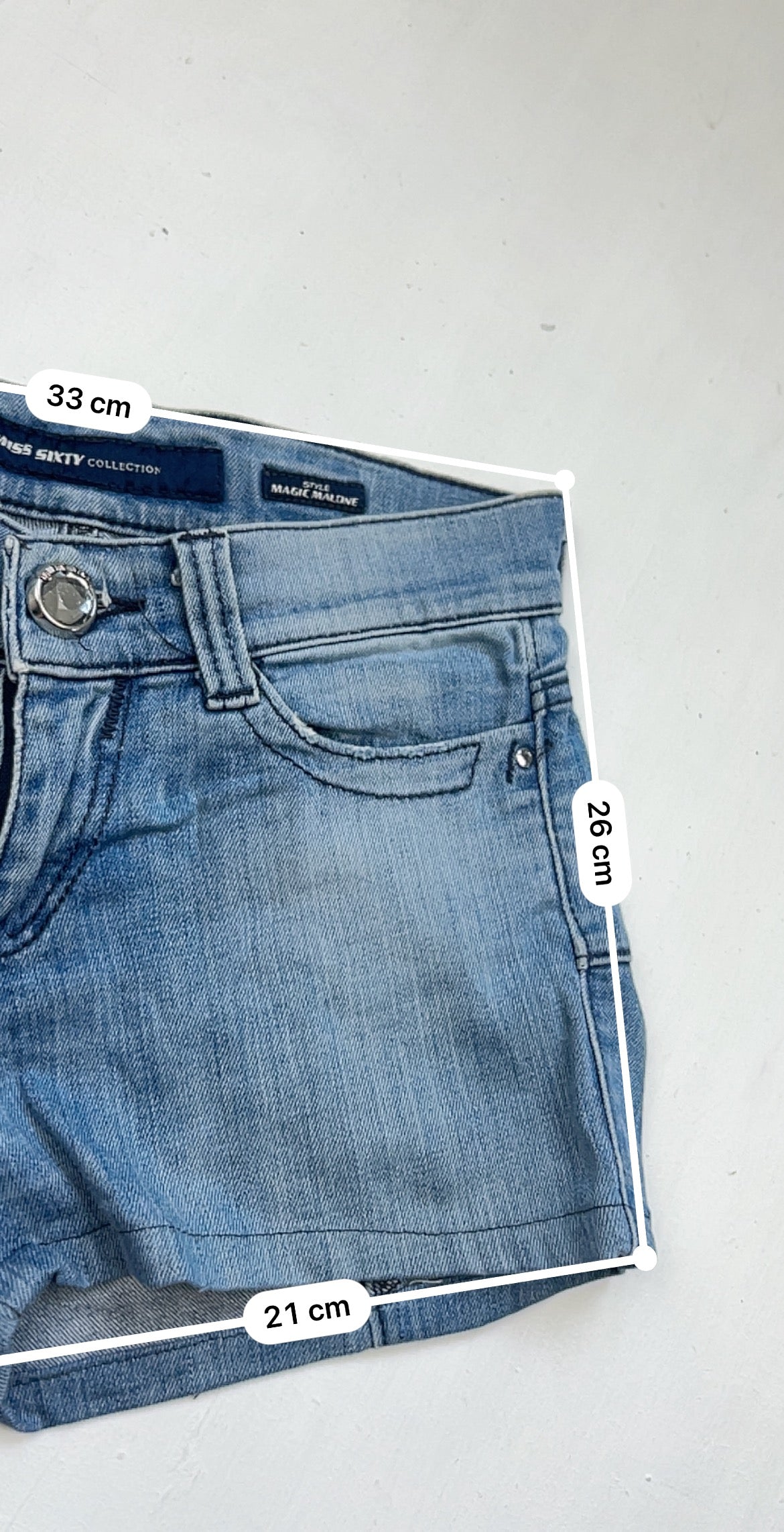 Blue denim low rise mini short (XS)