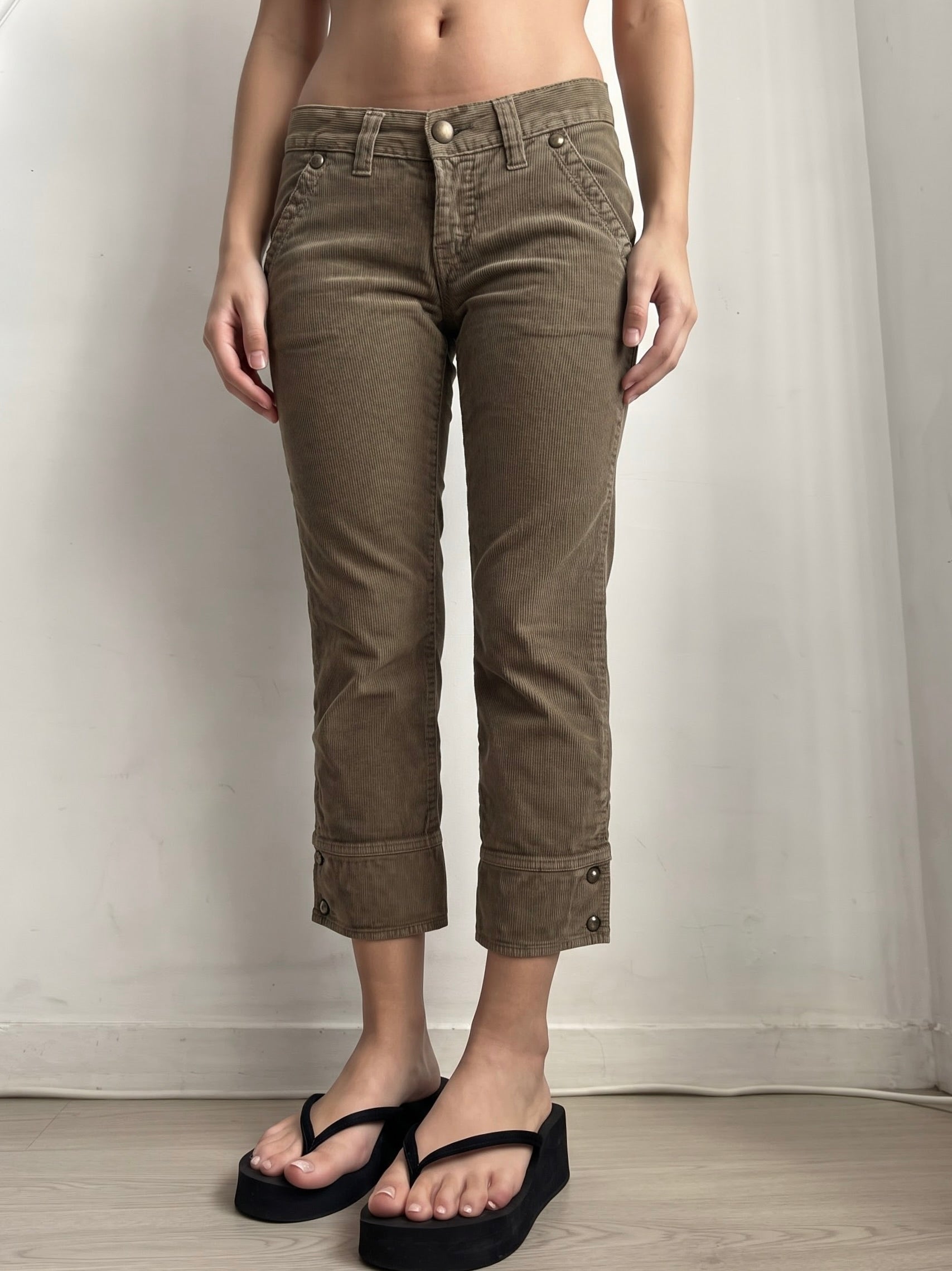 Pantalon droit taille basse en jean noir (XS)