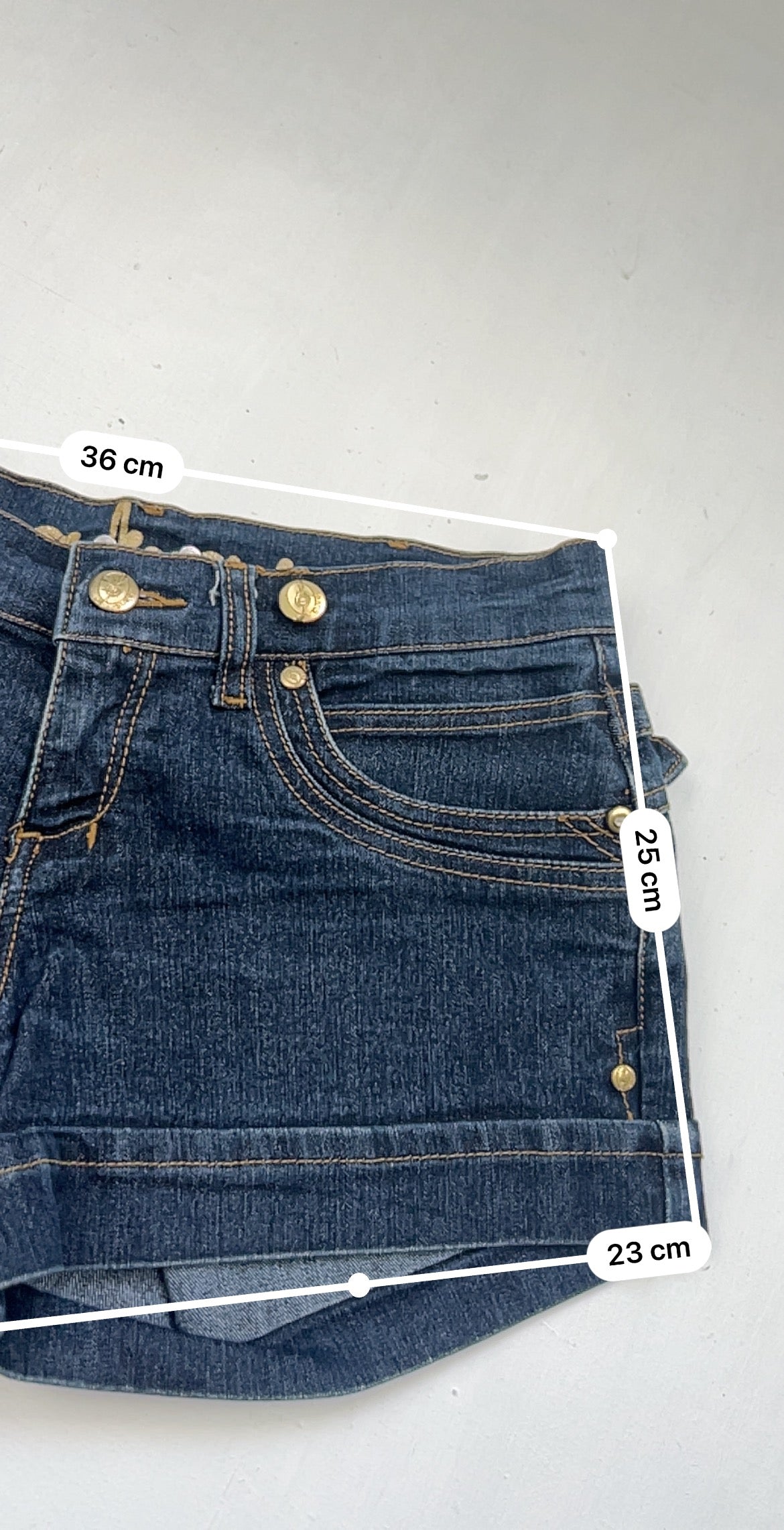 Navy denim low rise mini short (S)