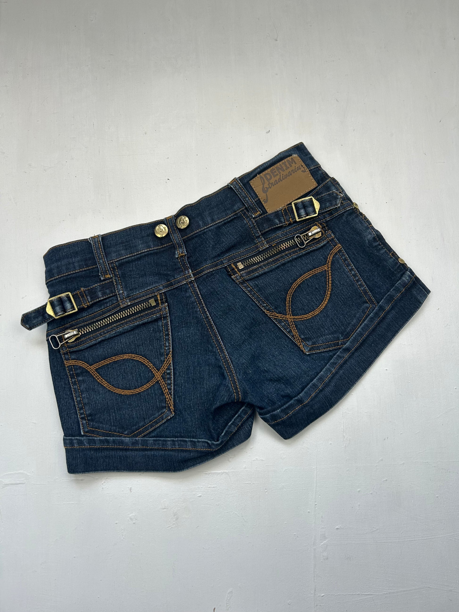 Navy denim low rise mini short (S)