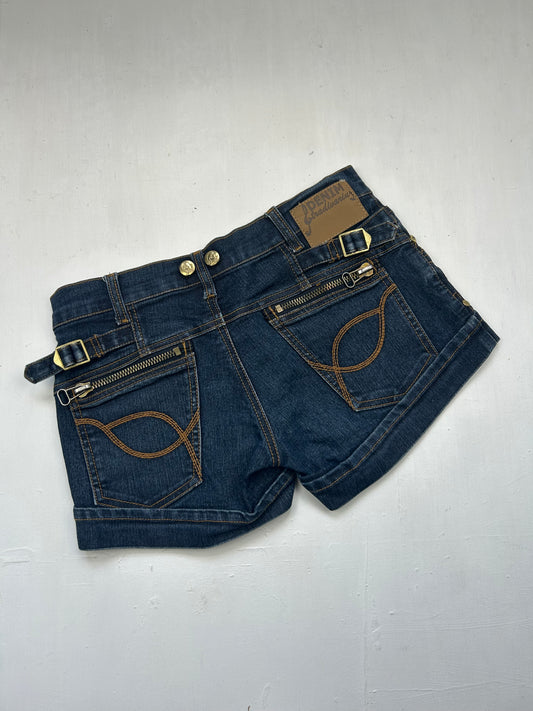 Navy denim low rise mini short (S)