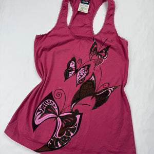 Pink butterfly print tank top (M/L)