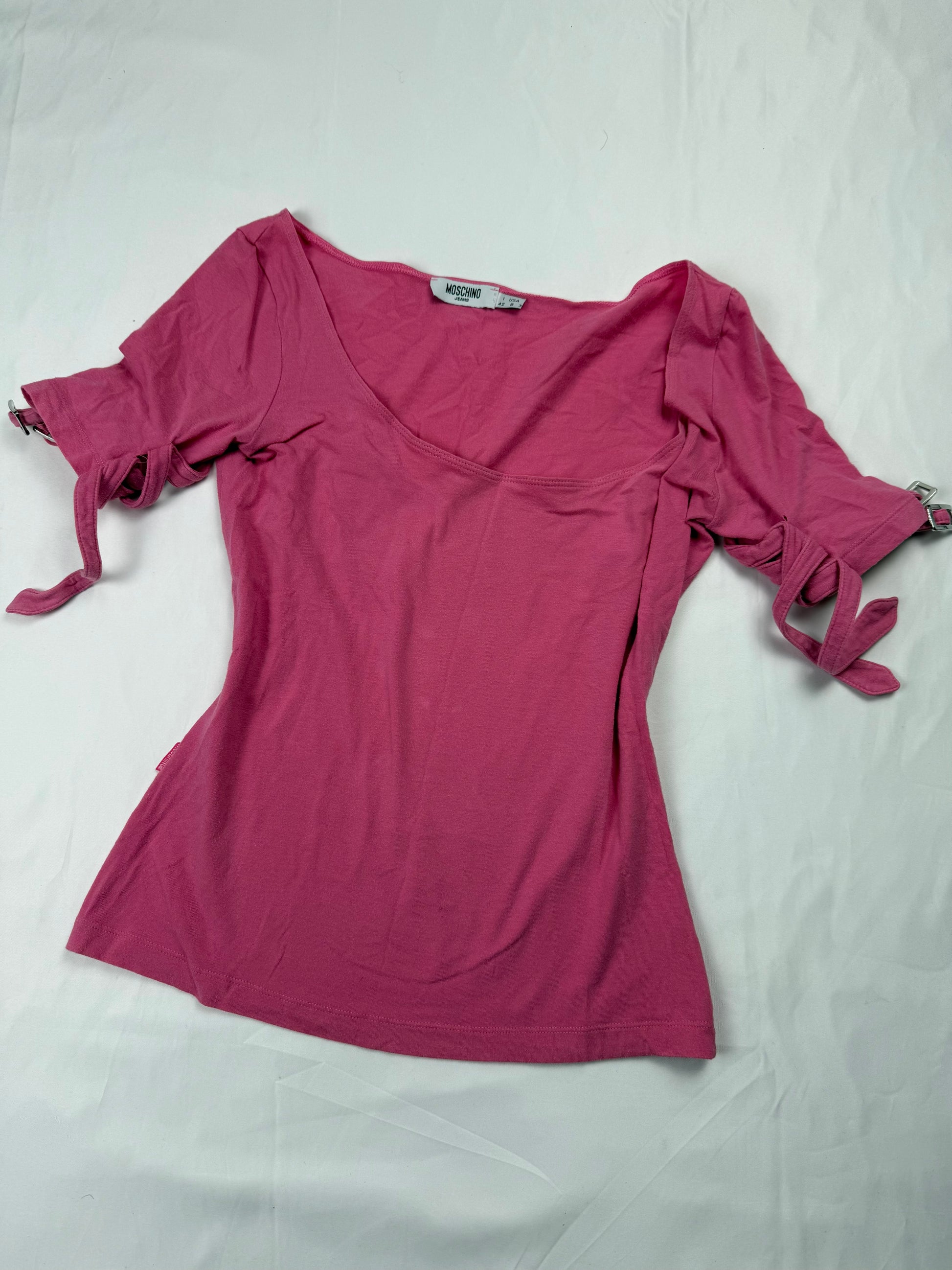 Pink belt buckles tee (S/M)
