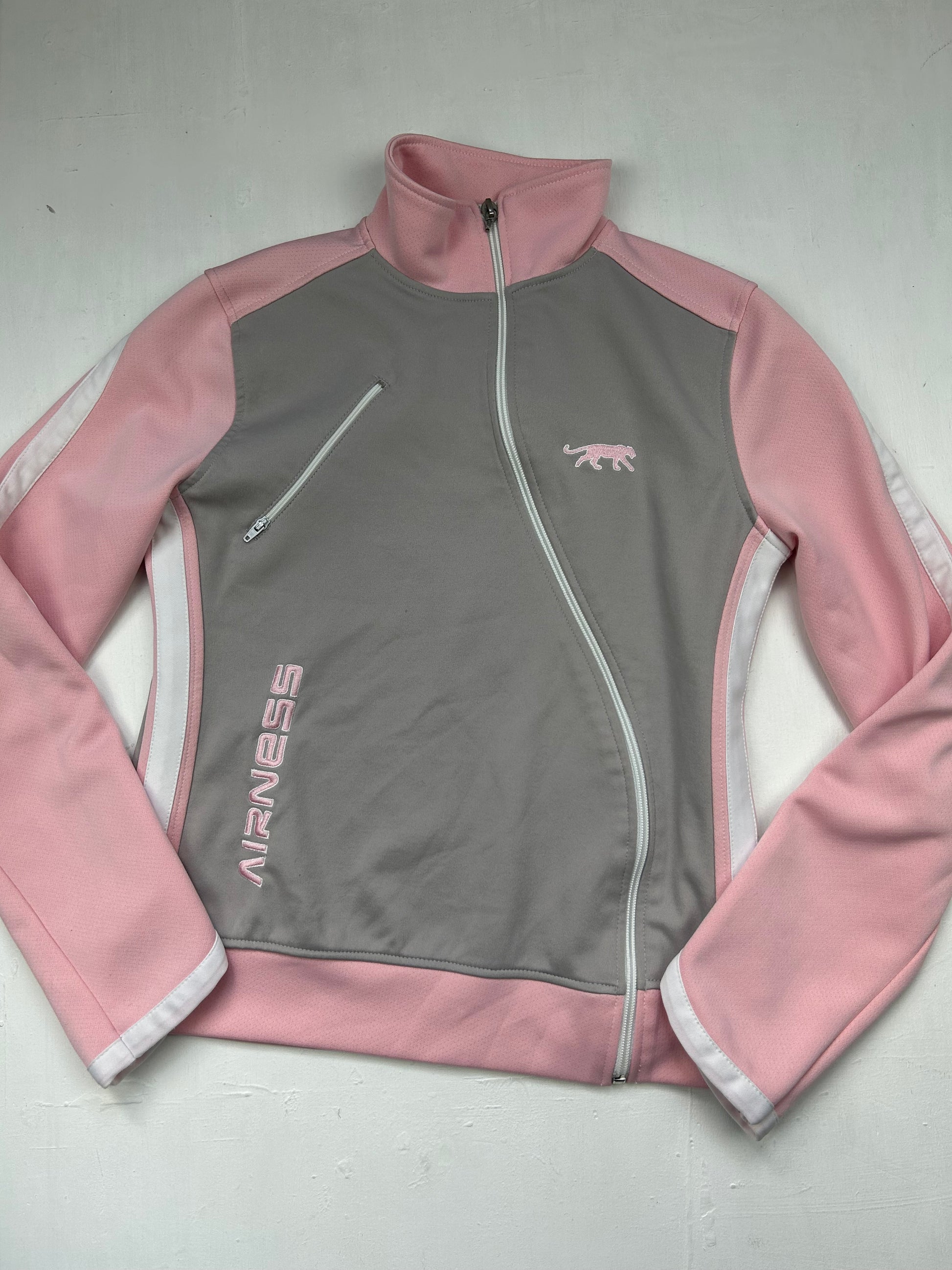 Pink & grey zip up sweatshirt jacket (S/M)