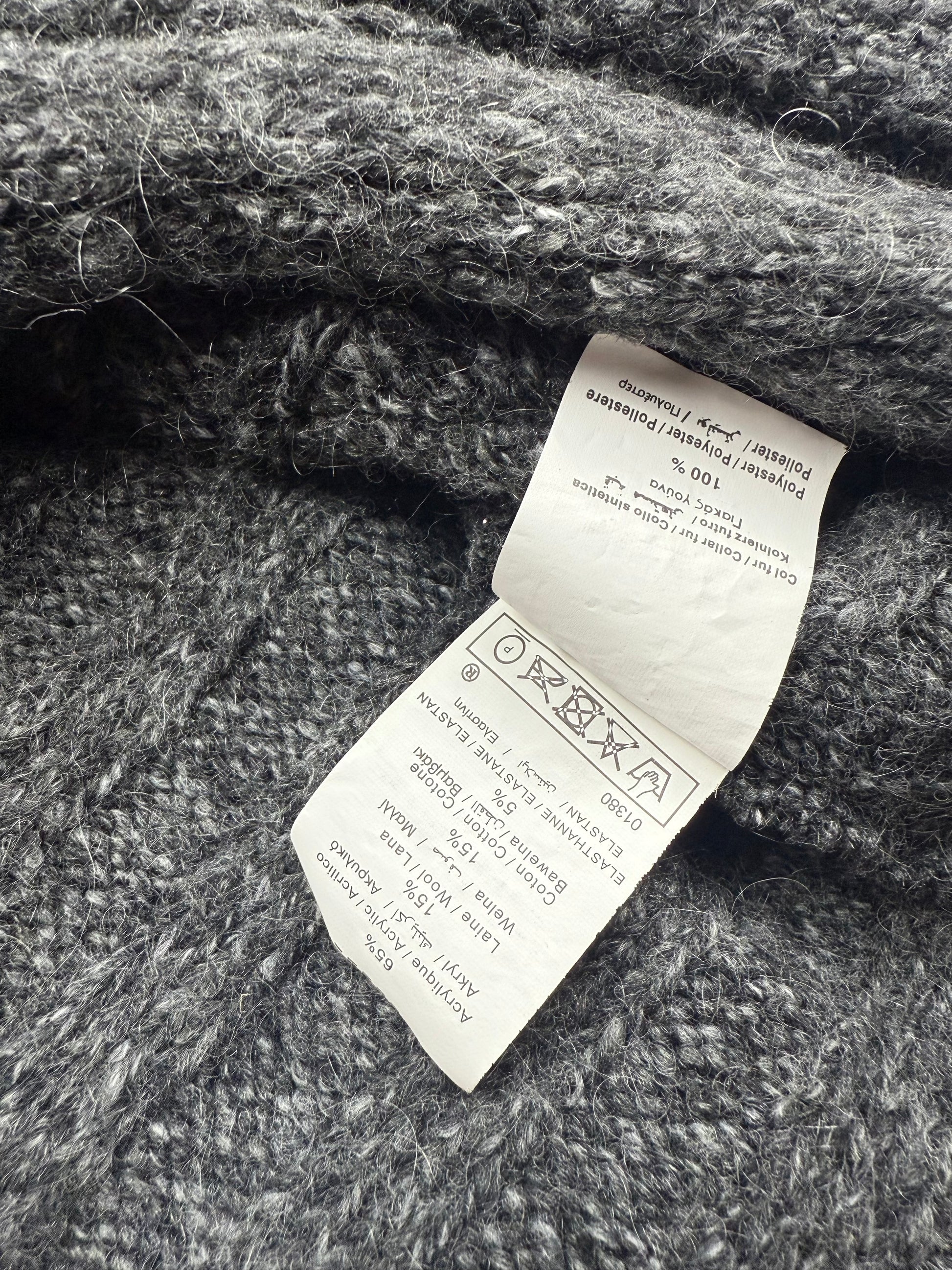 Grey zip up embroidered wool cardigan jacket (S/M)