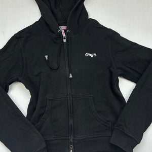 Black 100% cotton zip up hoodie (S)